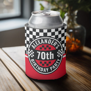 Car Racing Checkered Flag Birthday Party Can Cooler