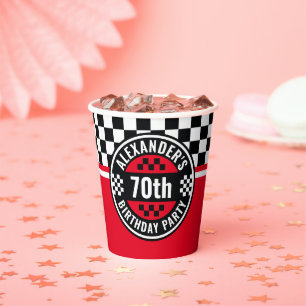 Car Racing Chequered Flag Birthday Party Paper Cups