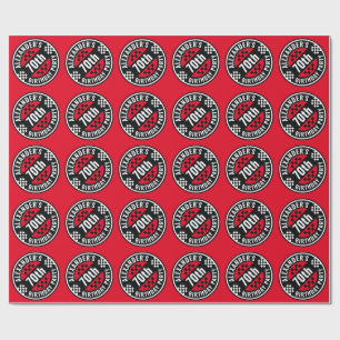 Car Racing Chequered Flag Birthday Party Wrapping Paper