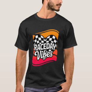 Car Racing Chequered Flag Heart Racetrack Vibes T-Shirt