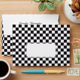 Car Racing / Chess Pattern - black 1 Envelope