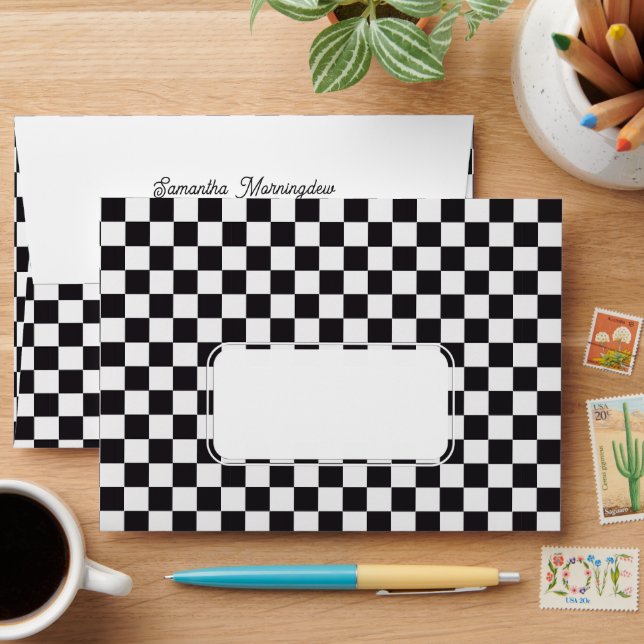 Car Racing / Chess Pattern - black 1 Envelope (Desk)
