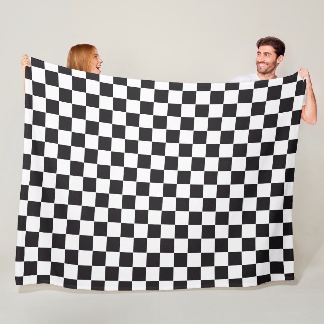 Car Racing / Chess Pattern - black 1 Fleece Blanket (In Situ)