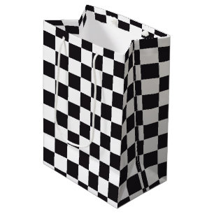 Car Racing / Chess Pattern - black 1 Medium Gift Bag