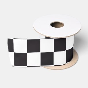 Car Racing / Chess Pattern - black 1 Satin Ribbon