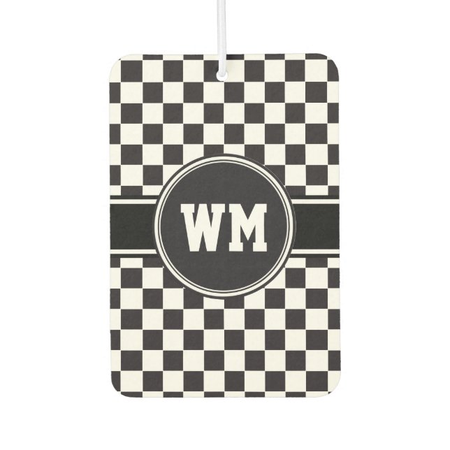 Car Racing / Chess Pattern + your backgr. & ideas Air Freshener (Front)