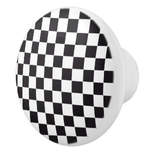 Car Racing / Chess Pattern + your backgr. & ideas Ceramic Knob