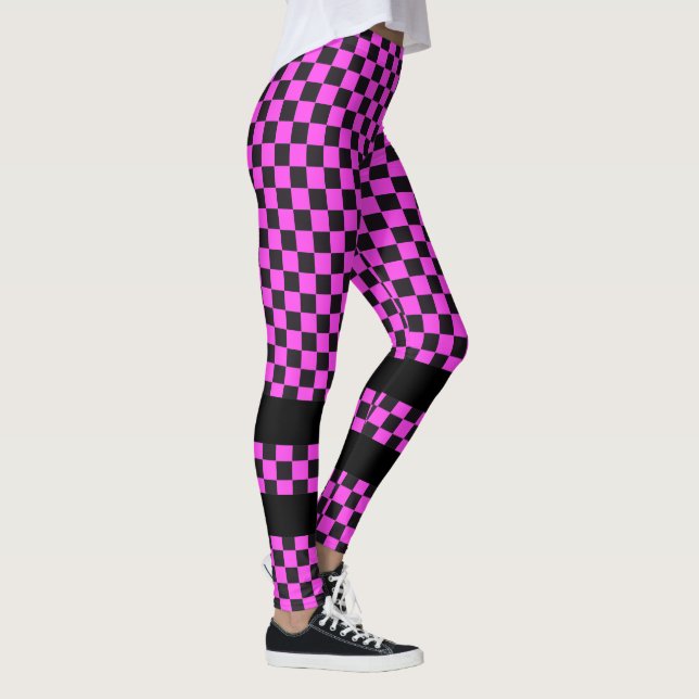 Car Racing / Chess Pattern + your backgr. & ideas Leggings (Right)