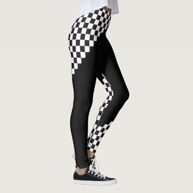 Car Racing / Chess Pattern + your backgr. & ideas Leggings (Right)