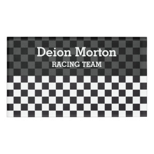 Car Racing / Chess Pattern + your backgr. & ideas Name Tag