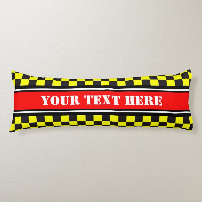 Car Racing / Chess Pattern + your backgr. & text Body Cushion (Front)