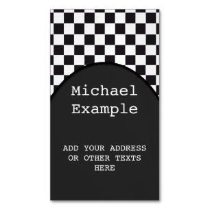 Car Racing / Chess Pattern + your backgr. & text Magnetic Business Card