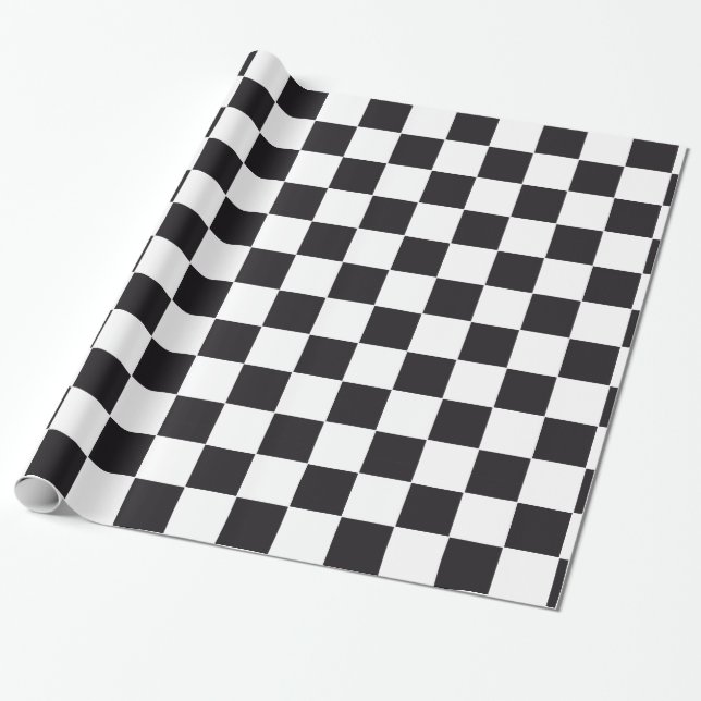 Car Racing / Chess Pattern + your backgr. & text Wrapping Paper (Unrolled)
