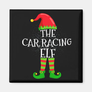 Car Racing Elf Family Matching Christmas Group Magnet
