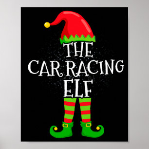 Car Racing Elf Family Matching Christmas Group Poster