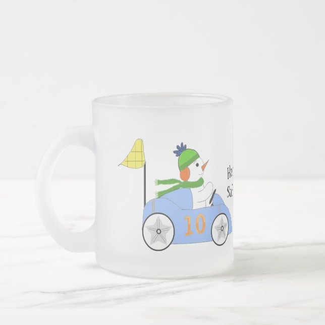 Car Racing Frosted Glass Coffee Mug (Left)