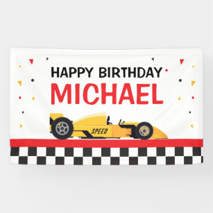Car racing Happy Birthday backdrop Banner