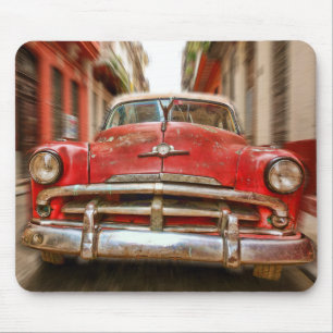 Car racing in the streets of old Havana, Cuba Mouse Mat