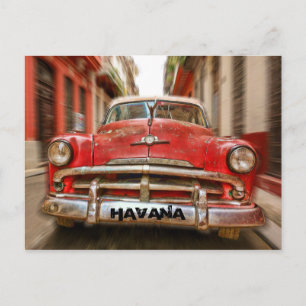 Car racing in the streets of old Havana, Cuba Postcard
