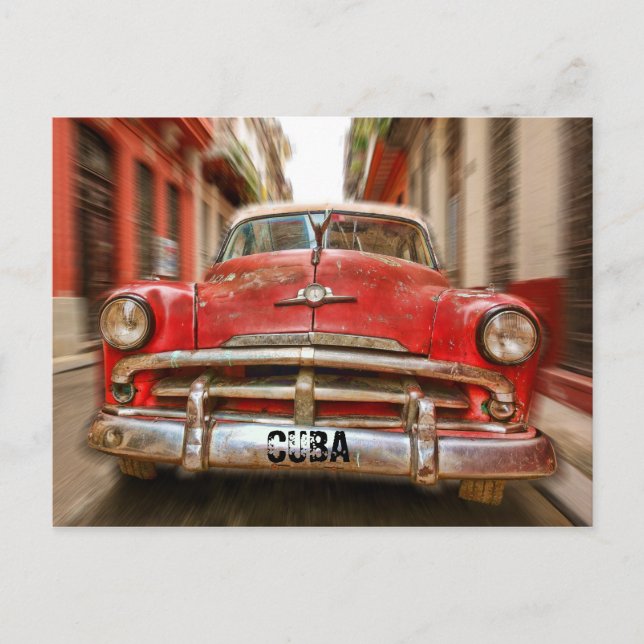Car ”racing” in the streets of old Havana, Cuba Postcard (Front)