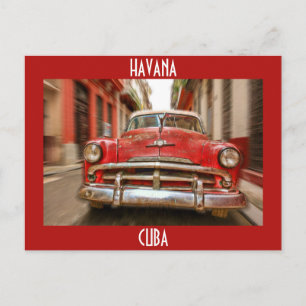Car racing in the streets of old Havana, Cuba Postcard