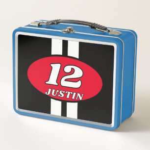 Car racing number design custom kid's metal lunch box