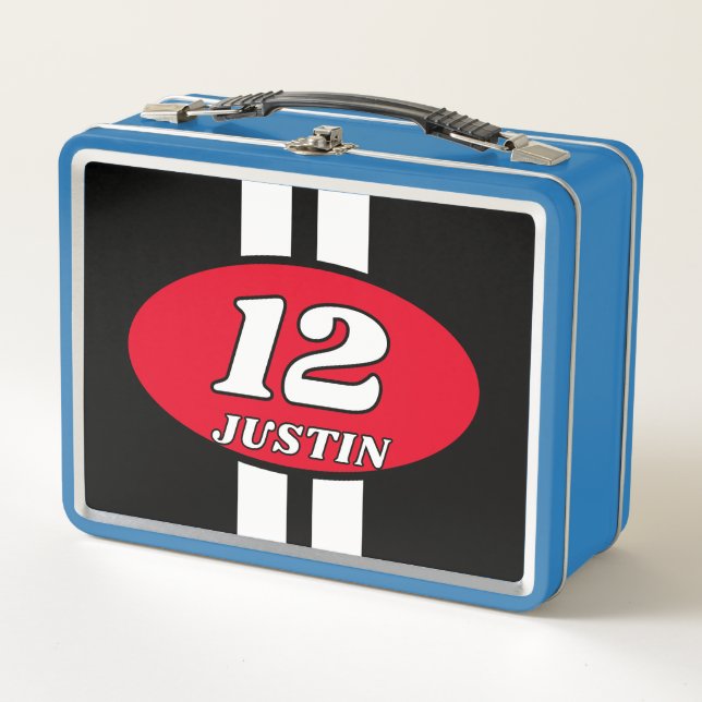 Car racing number design custom kid's metal lunch box (Front)