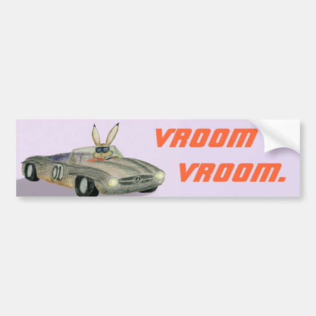 Car Racing Rabbit Bumper Sticker (Front)