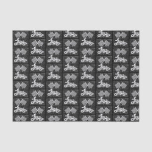 Car Racing Sports Theme in Black and White Tissue Paper