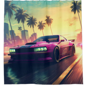 Car racing vehicle city sky Shower Curtain