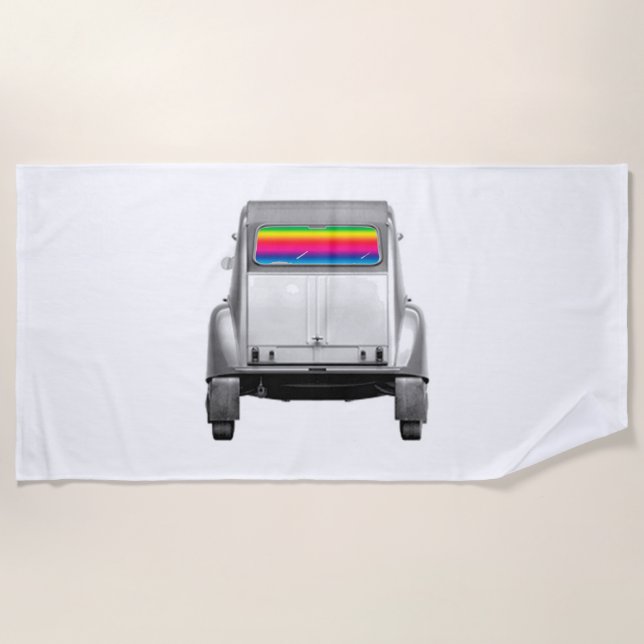 Car + rainbow beach towel (Front)