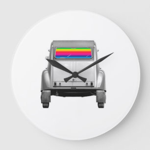 Car + rainbow large clock