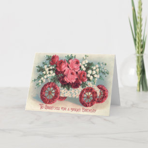 Car Red Rose Lily of The Valley Forget-Me-Not Card