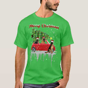 Car Red Truck Christmas Tree German Shepherd Chris T-Shirt