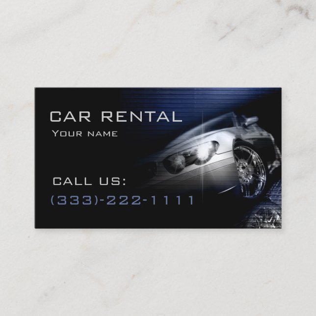Car Rental Service Perspective Front Lamp Business Card (Front)