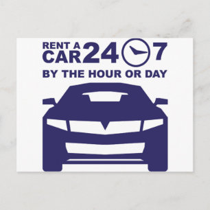 Car rentals by the hour or day 24-7 postcard
