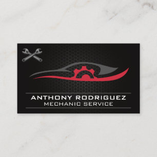 Car Repair Logo   Carbon Fibre Business Card