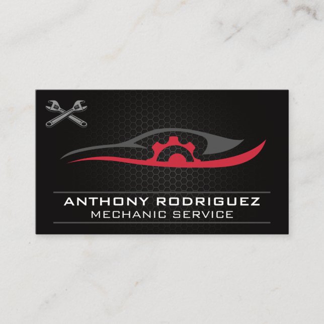 Car Repair Logo | Carbon Fibre Business Card (Front)