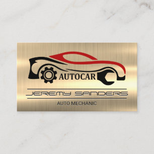 Car Repair Mechanic   Gold Metal   Tools Services Business Card