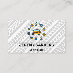 Car Repair Parts and Service Icon   Tire Marks Business Card