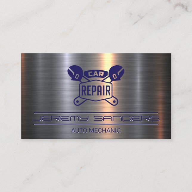 Car Repair | Wrenches | Metallic  Business Card (Front)