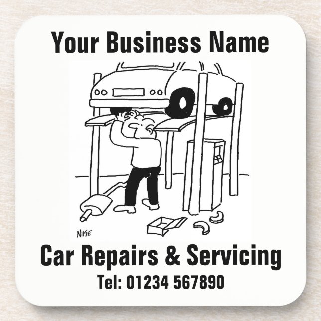 Car repairs and mechanics cartoon. coaster (Front)