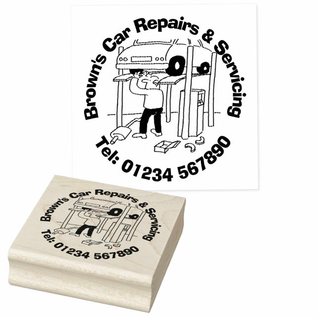 Car Repairs & Servicing Cartoon. Rubber Stamp (Creator Uploaded)