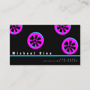 Car Rim Neon Pink Black Business Card