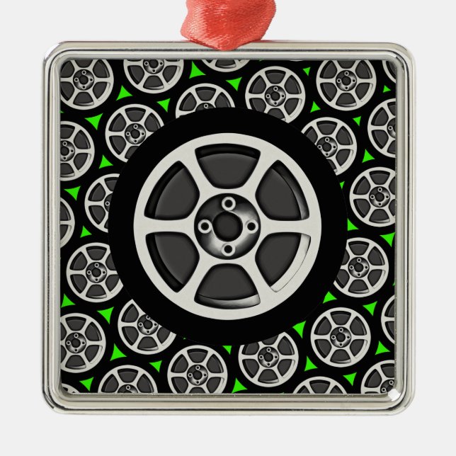 Car Rim & Tire Metal Tree Decoration (Front)