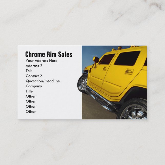 Car Sales, Rim Sales Business Card (Front)