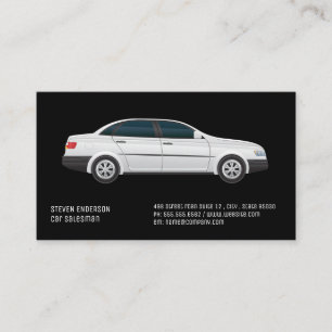 Car Salesman   White Car Icon Business Card