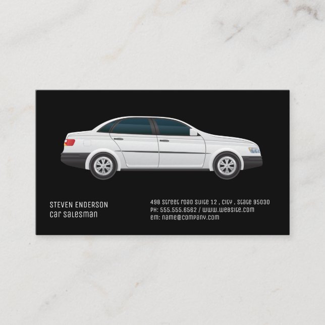 Car Salesman | White Car Icon Business Card (Front)