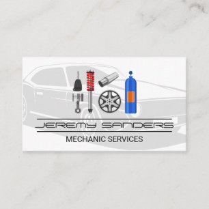 Car Service and After Market Parts   Mechanic  Business Card