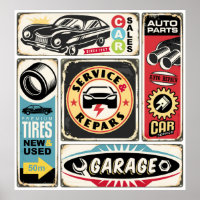 Car service and repair retro signs collection. Vin